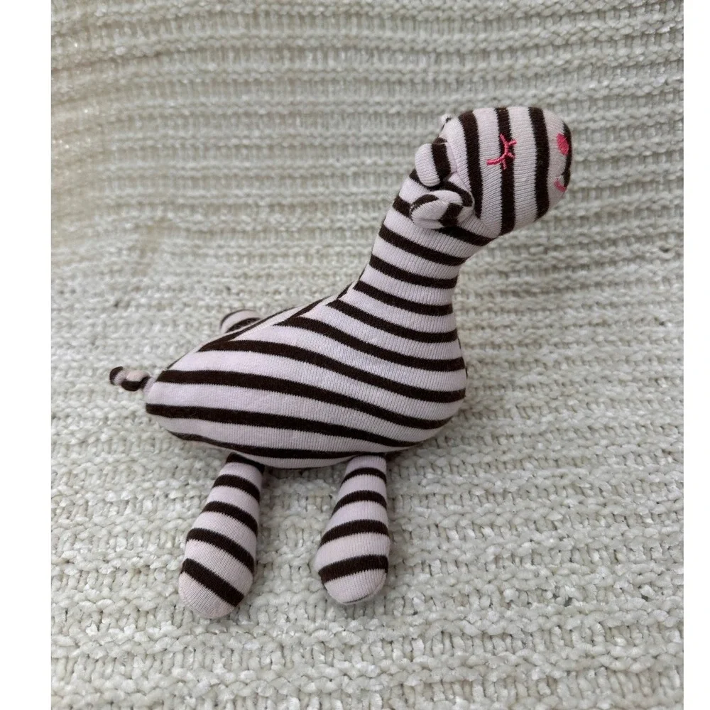 Old‎ Navy Zebra Plush Pink Brown Striped Stuffed Animal Lovey Kids Vintage 2009
